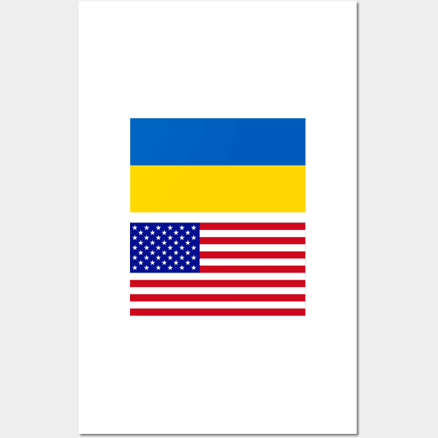 America and Ukraine Flag Wall Art by Islanr